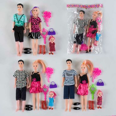 Набір ляльок Сім'я DD - 011 (480/2) 3 види, з аксесуарами, в кульку купити в Україні