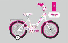 Велосипед дитячий PROF1 18д. Y1825 Bloom, дзвінок, дод. колеса, біло-малиновий. купити в Україні