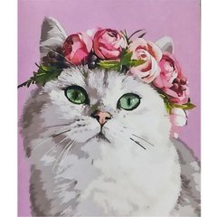 Картина за номерами "Кішка з вінком із квітів" 40х50 см купити в Україні