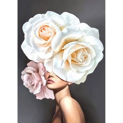 Алмазна мозаїка без підрамника "Дівчина троянда" 30х40 см купити в Україні