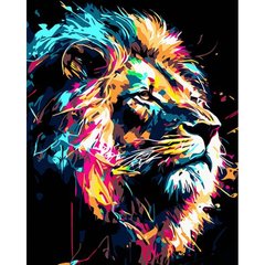 Картина за номерами на чорному фоні "Могутній лев" 40х50 купити в Україні