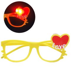 Сяючі окуляри без лінз "Сердечко", жовті купити в Україні