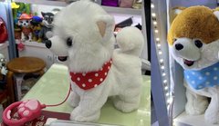 Мягкая интерактивная игрушка K1232 (60шт) собачка на поводке 27*25см , сенсорная, ходит, музыка, повтор голоса в пакете купить в Украине