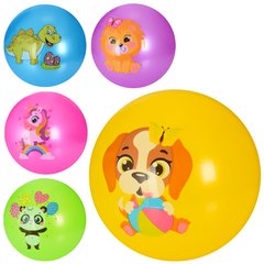 Мяч детский MS 3509 (120шт) 9 дюймов, рисунок, 60г, 5цветов, 5видов(животные, динозавр) купити в Україні