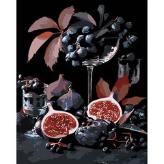 Картина за номерамина чорному фоні "Інжир та виноград" 40х50 см купить в Украине
