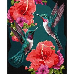 Картина по номерам с красками металлик "Изумрудные колибри" 40х50 см купить в Украине