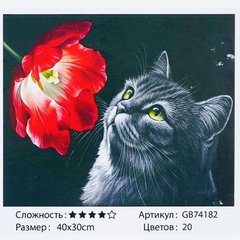 Алмазна мозаїка GB 74182 (30) "TK Group", 30х40 см, "Мурко з квіткою", в коробці купити в Україні