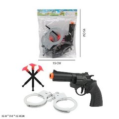 Поліцейський нібір арт. 34P30A (576шт)пістолет,наручники, знаряди на присосках, пакет 15*15см купить в Украине