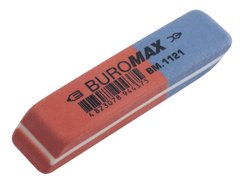 Гумка подвійна з абразивною частиною L, 58x14x8 мм, червоно-синій, BM.1121 BUROMAX (4823078944375) купити в Україні