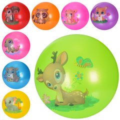 Мяч детский MS 3508 (120шт) 9 дюймов, рисунок, 60г, 8цветов, 8видов(животные) купить в Украине