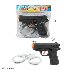 Поліцейський нібір арт. 34P37A (384шт)пістолет,наручники, знаряди на присосках, пакет 15*12см купити в Україні
