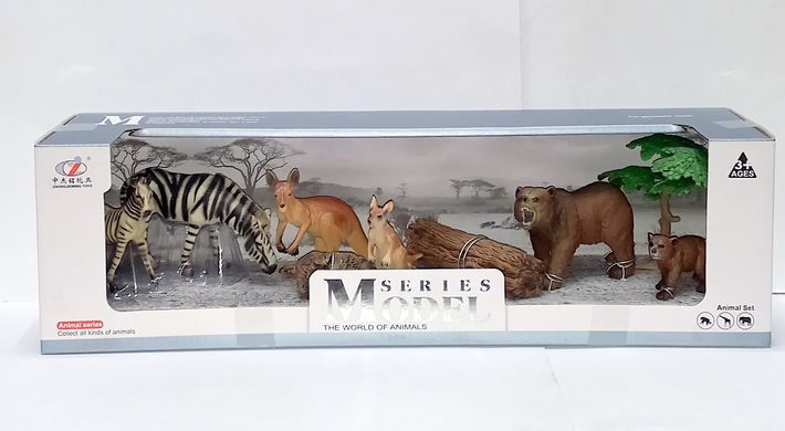 Набір "Дикі тварини" Q 9899 D 7 Animal Model, 9 елементів, 6 тварин, у коробці (6977153660211) Вид 1 купити в Україні