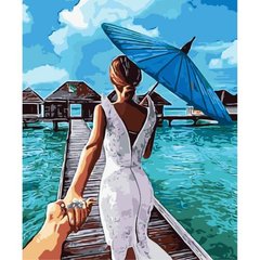 [0159] Картина по номерах 0159 ОРТ цв. Девушка с голубым зонтом 40*50 купить в Украине