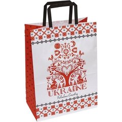 Пакет паперовий КРАФТ білий "UKRAINE" 25*15*34,5 см купить в Украине