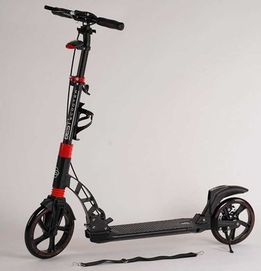 Самокат двухколесный "Best Scooter" D-64585 (2) резиновый коврик, ФАРА, переднее колесо PU 230мм, заднее колесо 200мм, 2 амортизатора, дисковый тормоз