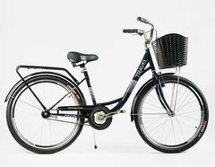 Велосипед міський Corso «TRAVEL» 26`` TR-2470 (1) колір темно-зелений, одношвидкісний, сталева рама 16.5``, корзина, багажник купити в Україні