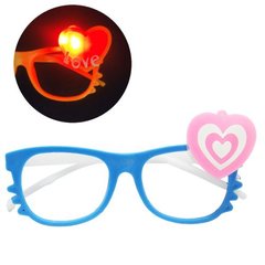 Сяючі окуляри без лінз "Сердечко", сині купити в Україні