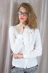 Блуза школьная с рюшами, белая. 12л/152/40 купить в Украине