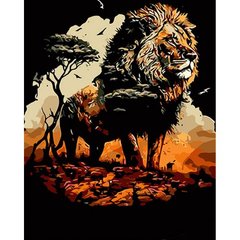Картина за номерами на чорному фоні "Король лев" 40х50 купити в Україні
