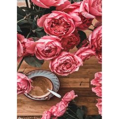 Алмазна мозаїка, без підрамника "Кава у трояндах" 30х40 см купити в Україні