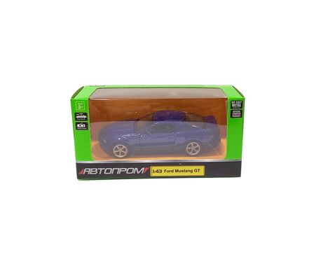 Машина метал 4301 АВТОПРОМ, FORD MUSTANG GT 1:43, відчиняються двері, в коробці (4897071920841) Синий купити в Україні