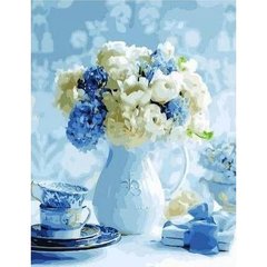 Картина за номерами "Біло-блакитний букет" 40х50 см купити в Україні