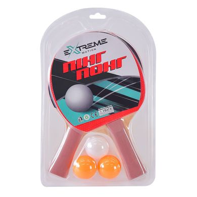 Теніс настільний арт. TT1415 (50шт)Extreme Motion 2 ракетки, 3 м'ячики, слюда купити в Україні