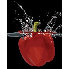 Картина за номерами на чорному фоні "Червоний перець у воді" 40х50 купити в Україні