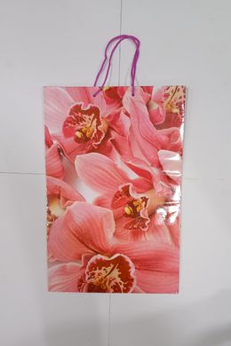 Пакет подарунковий "Квіти" 6031 кольоровий, гігант вертикальний 45 х 30 х 12см Орхідеї Вид 1 купити в Україні