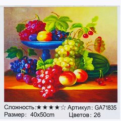 Алмазна мозаїка GA 71835 (30) "TK Group", 40х50 см, “Натюрморт з виноградом”, в коробці купить в Украине