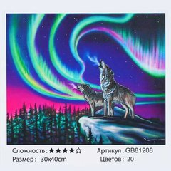 Алмазна мозаїка GB 81208 (30) "TK Group", 30х40 см, "Вовки під полярним сяйвом", в коробці купити в Україні