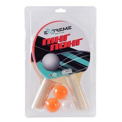 Теннис настольный арт. TT1458 (50шт)Extreme Motion 2 ракетки,3 мячика, MIX, слюда купить в Украине