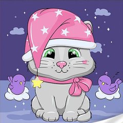 Набір для розпису по номерах "Кіт у нічному капелюсі із зірками" 30х30 см купити в Україні