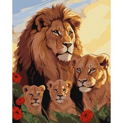 Картина за номерами "Родина левів" 40х50 см купити в Україні