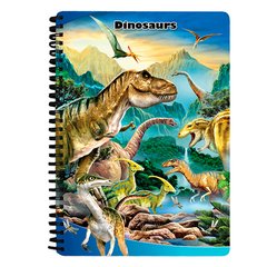 Блокнот 18181 (72шт) динозавры, на пружине, клетка, 3D, A4, упаковка 12шт купить в Украине