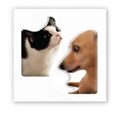 3D стикер "Мем: Пес и кот" (цена за 1 шт) купить в Украине