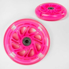 Колесо для 3-х колесного самоката MAXI YT- 85011/113 (100) материал PU, цвет розовый, со светом, 120 мм, подшипник ABEC-7, в кульке