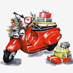 Набір для розпису по номерах. "Різдвяний мотоцикл" 30х30см купити в Україні