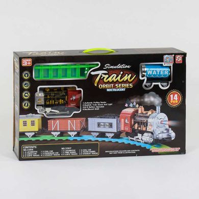 Залізниця 3367-3366 (12) на батарейках, поїзд зі звуком, світлом прожектора і димом, 14 деталей, в коробці купити в Україні
