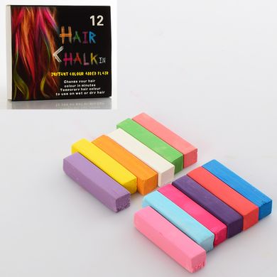 Косметика HC01 крейда для волосся, набір 12 кольорів, в коробці, 11,5-10-2см (6909219100133) купити в Україні