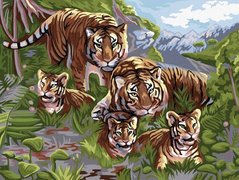 Картина за номерами "Сім'я тигрів" купити в Україні