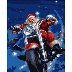 Картина по номерам "Дед Мороз на мотоцикле" ★★★★★ купить в Украине