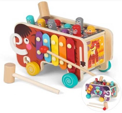 Дерев’яна іграшка C 54521 (24) ксилофон, стукачка, каталка, в коробці