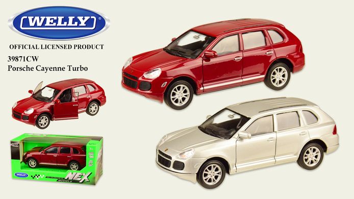 Машина метал 39871CW WELLY 1:31 PORSCHE CAYENNE TURBO, в коробке МИКС купить в Украине