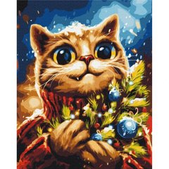 Картина за номерами "Новорічний котик" купити в Україні