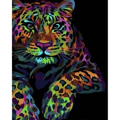 Картина за номерами на чорному фоні "Поп-арт леопард" 40х50 см купить в Украине