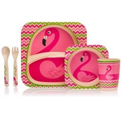 Посуда детская бамбук "Фламинго" 5пр/наб (2тарелки, вилка, ложка, стакан) MH-2770-50 (12наб) купить в Украине